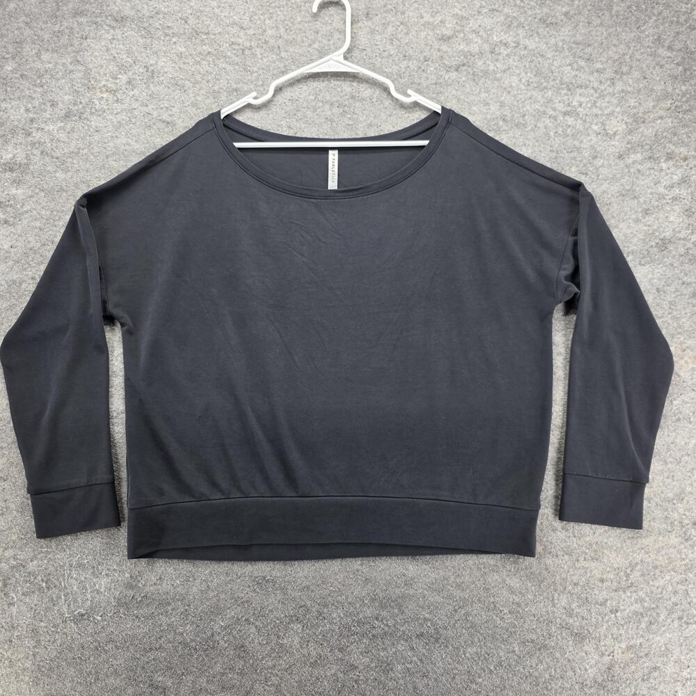 Fabletics Sweatshirt Womens L Black Pullover Lightweight Stretch Collarless